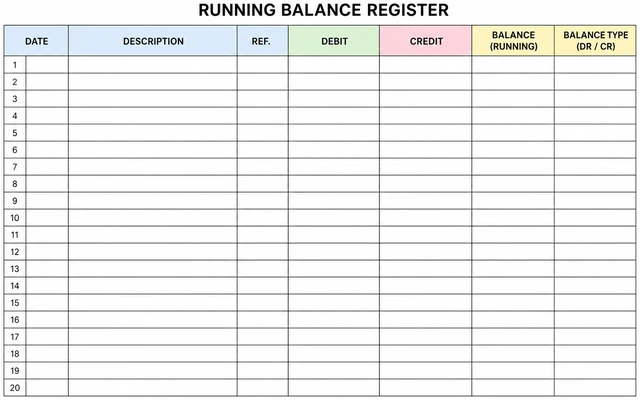 Illustration: simple spreadsheet running balance register