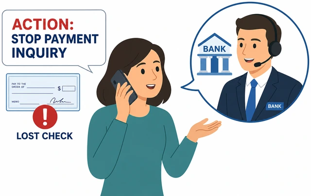 Illustration: requesting stop payment on a lost check with the bank