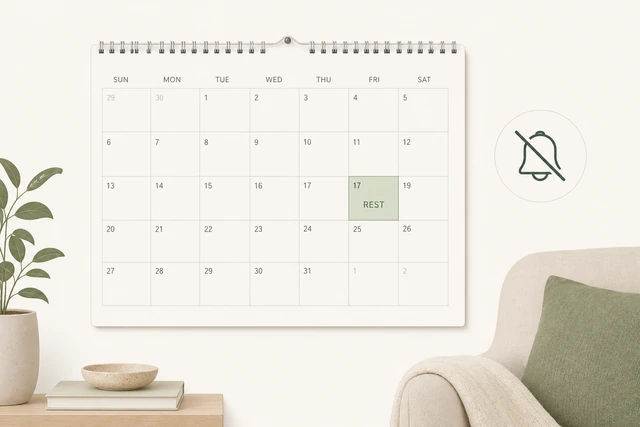 Calendar with one evening blocked for rest labeled do not book