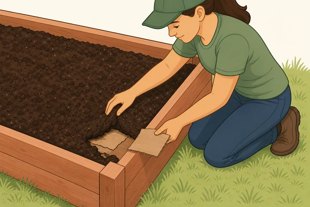 Illustration for Check for a gap in the weed barrier at the edges.