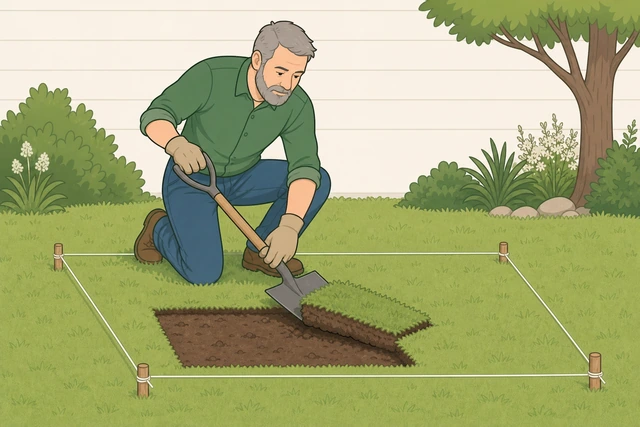 Illustration for Clear and prep the site footprint.