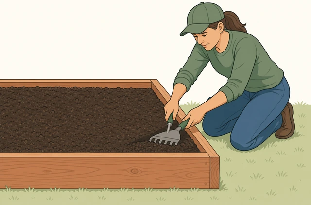 Illustration for Top off settled soil and leave a rim gap.