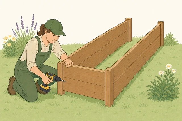 Illustration for Stand the long sides up and attach the short ends.
