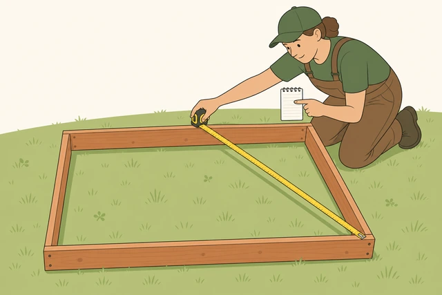 Illustration for Re-measure both diagonals to confirm the rack.