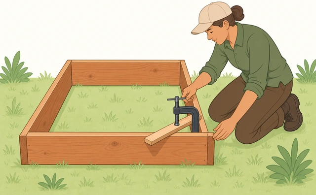 Illustration for Brace the frame square before re-fastening.