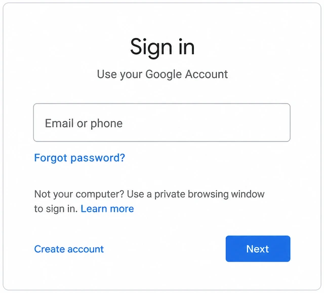 Illustration: Google sign-in page with Forgot password link highlighted