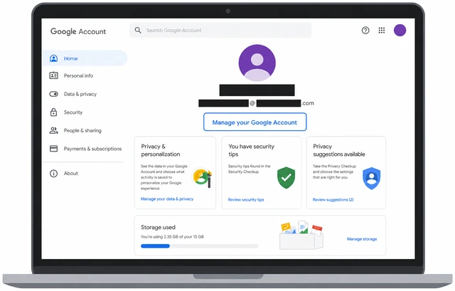 Illustration: browser profile menu showing Google avatar and email address highlighted