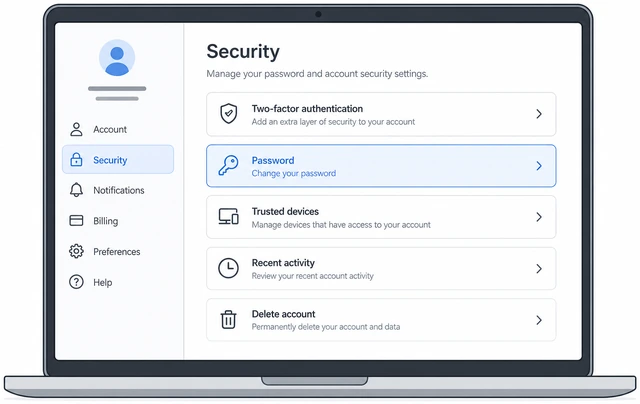 Illustration: Google Account Security page with Password row under How you sign in highlighted