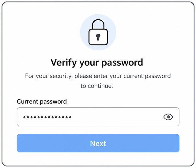 Illustration: Google sign-in challenge asking for current password with field highlighted