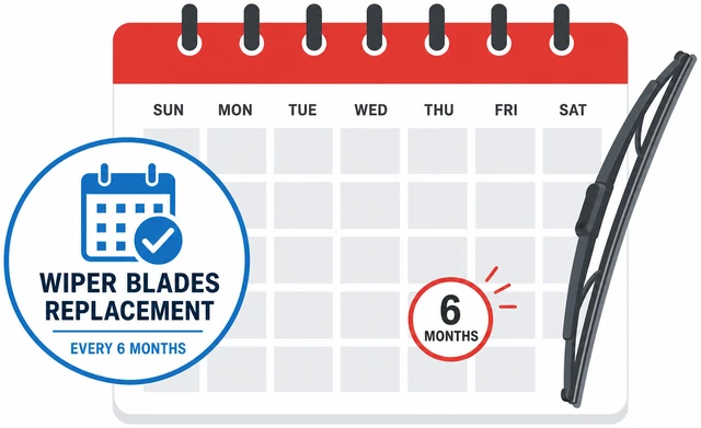Illustration: calendar reminder set for wiper blade replacement in six months