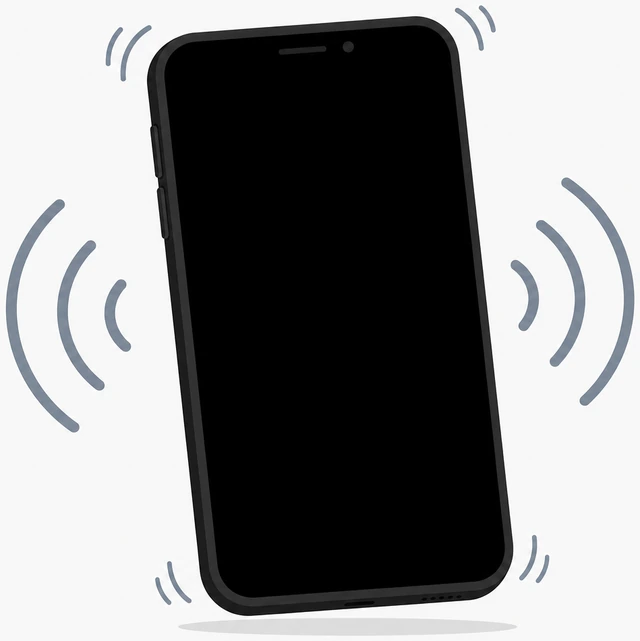 Illustration: incoming call vibrate on phone with completely black screen