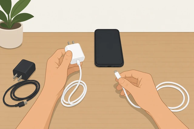 Illustration: swapping to a second wall charger and cable on the same outlet