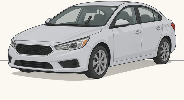 Illustration: car parked on flat level ground with parking brake set and hood ready to open