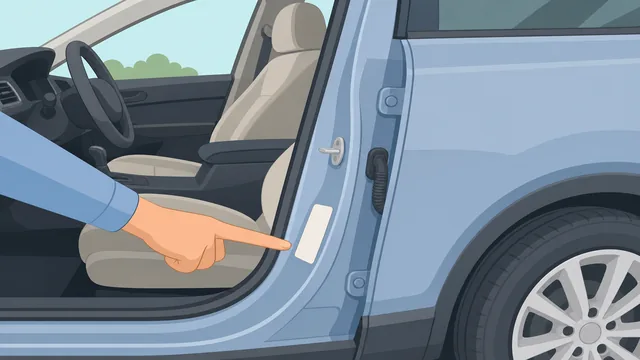 Driver-door jamb label showing recommended front and rear tire pressure