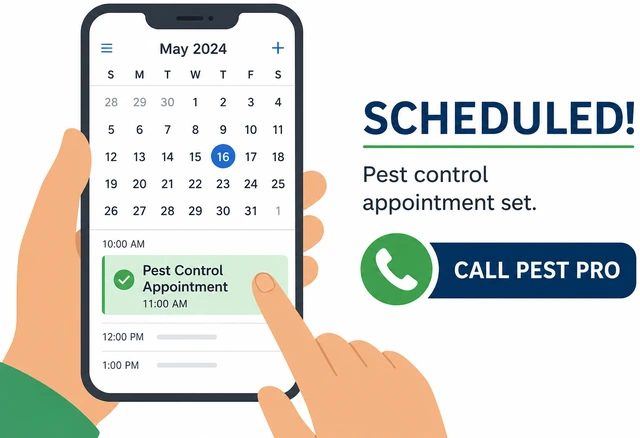 Illustration: scheduling licensed pest control for bed bug inspection
