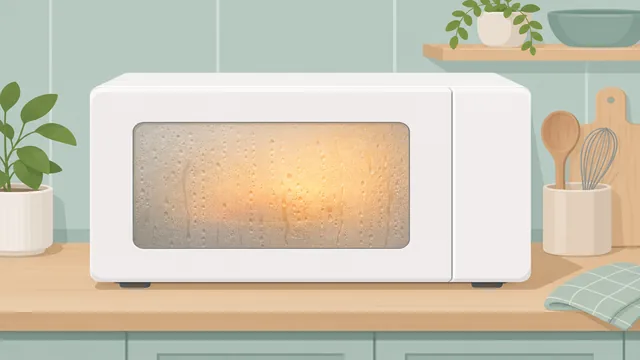 Microwave door fogged with steam