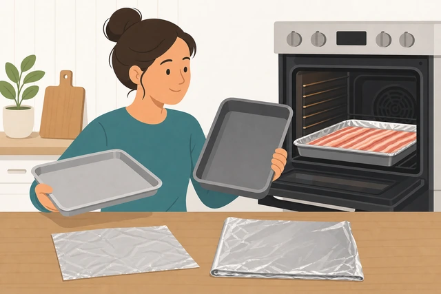 Illustration: choosing a deeper rimmed sheet pan with heavier foil