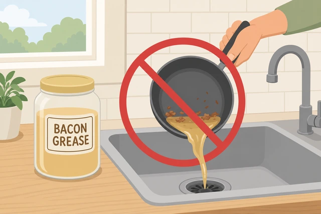 Illustration: jar for bacon grease instead of pouring down sink