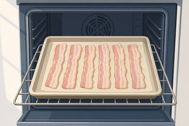 Illustration: short extra bake for remaining pale bacon strips
