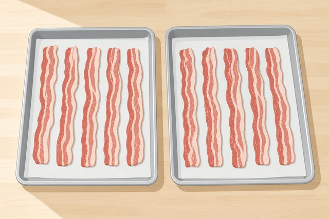 Illustration: using two sheet pans so bacon is not overcrowded