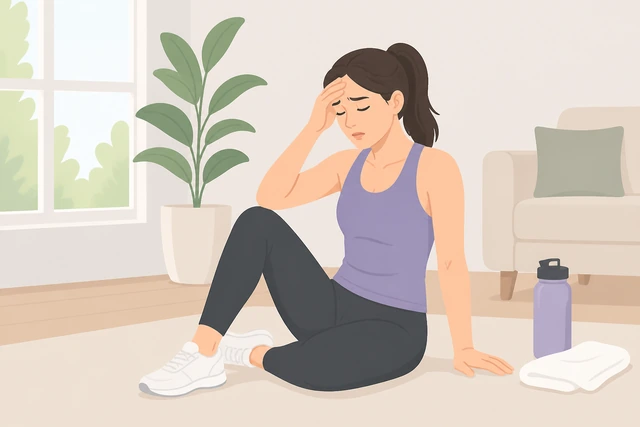 Illustration: sitting safely after feeling dizzy post-workout