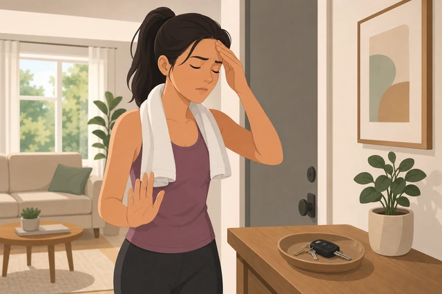Illustration: not driving while still lightheaded after workout