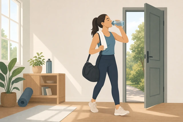Illustration: sipping water while leaving after a minimum cool-down