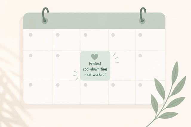 Illustration: calendar note to protect cool-down time next workout