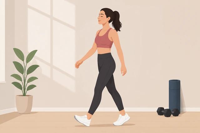 Illustration: finishing a workout still standing and walking instead of sitting