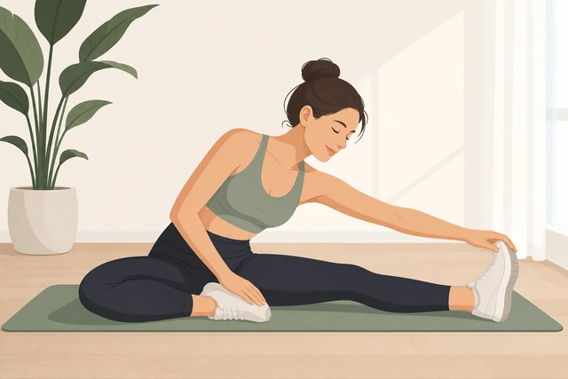 Illustration: light static stretch hold 20-30 seconds after workout