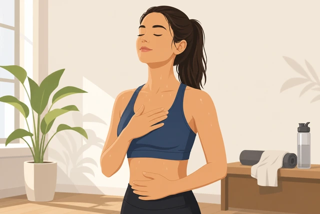 Illustration: calm breathing with shoulders dropped after workout