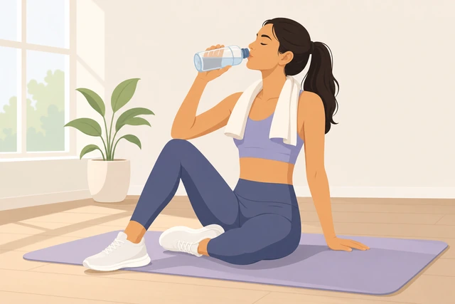 Illustration: sipping water after cool-down stretch