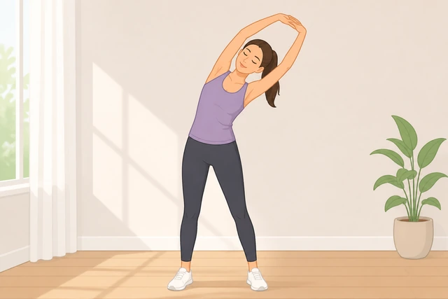 Illustration: stretching both sides during cool-down