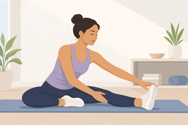 Illustration: stopping a stretch before pain during cool-down