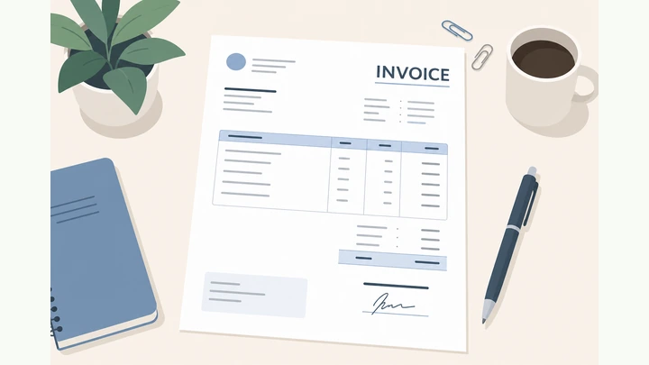Illustration: finished professional invoice PDF ready to send