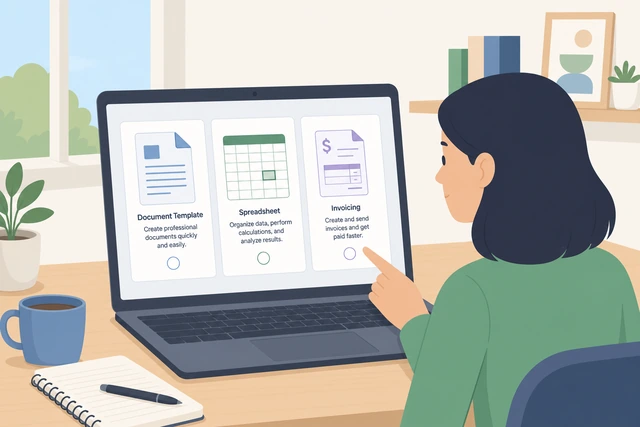 Illustration: choosing between document template spreadsheet or invoicing app