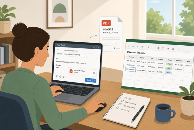 Illustration: emailing invoice PDF and logging it in a simple payment tracker