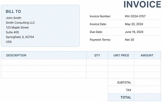 Illustration: bill-to client block on an invoice