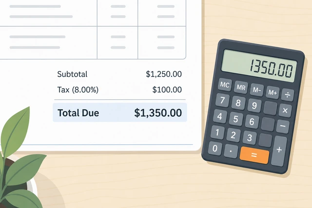 Illustration: invoice subtotal tax and total due calculating correctly