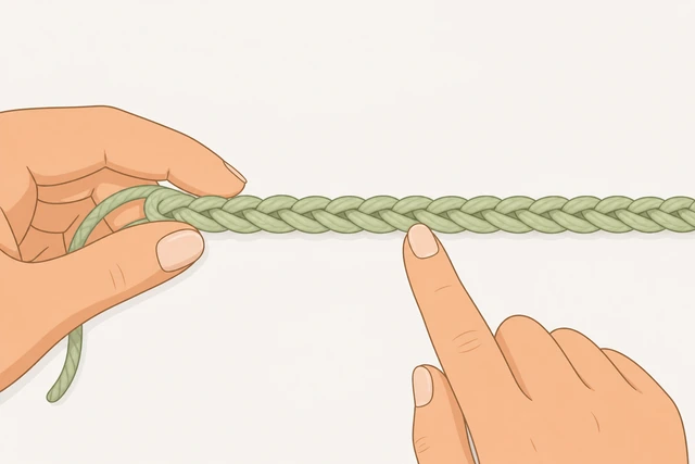 Illustration: counting V stitches on a flat crochet chain