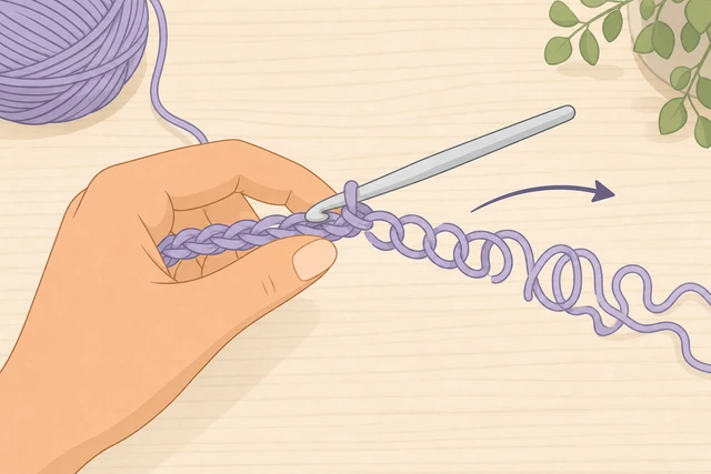 Illustration: frogging crochet chain back to the target stitch count
