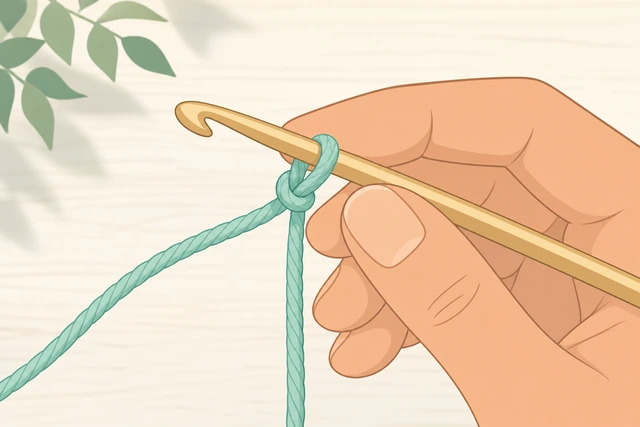 Illustration: snugging slip knot so it hugs but still slides on hook