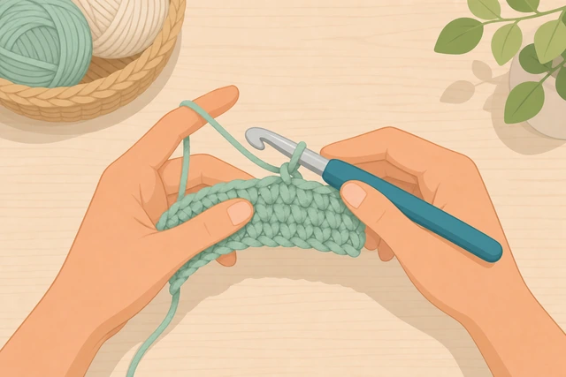 Illustration: trying a slightly larger crochet hook for easier slip knot practice