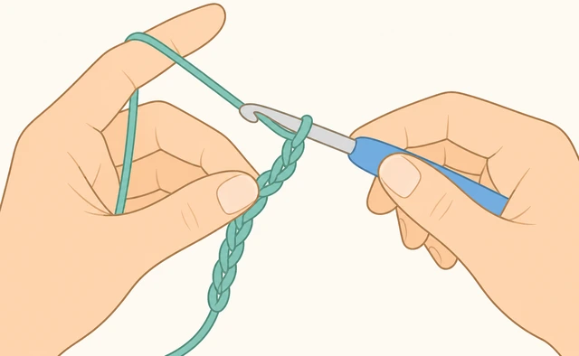 Illustration: returning to yarn over after fixing slip knot
