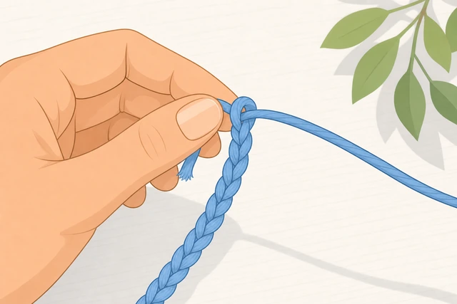 Illustration: pulling yarn tail through last loop to fasten off a crochet chain