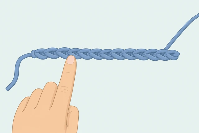 Illustration: counting V-shaped stitches along a crochet foundation chain