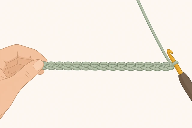 Illustration: letting a crochet chain hang flat without twisting