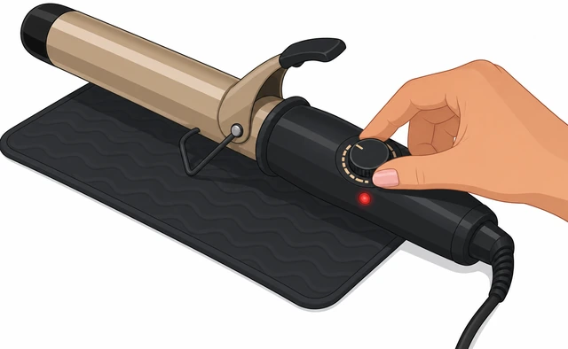 Illustration: setting curling iron temperature dial for fine medium or coarse hair