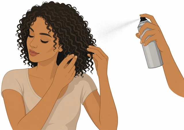 Illustration: finger-separating cooled curls and misting light hairspray