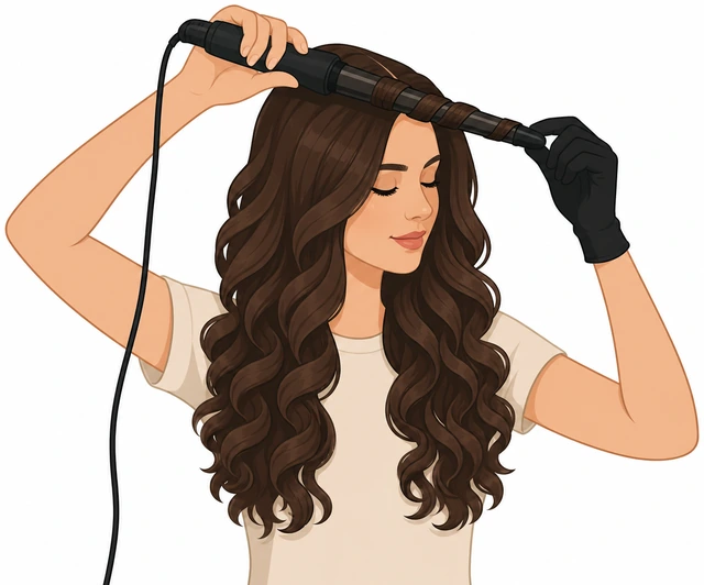 Illustration: finishing remaining hair sections with curling wand